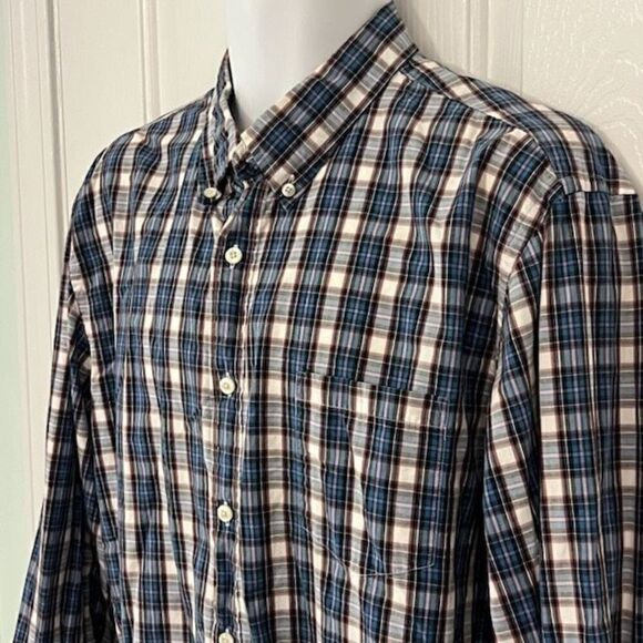J. Crew Plaid Long Sleeve Casual. Cream, blue and red. Size XL - Picture 3 of 3